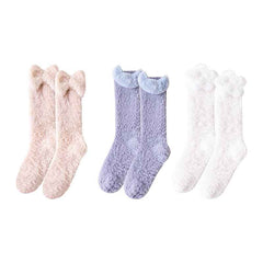 Sweetnana 3-Pack Cozy Knee High Socks – Women’s Super Soft, Fuzzy, and Thickened Warm Socks, Perfect for Winter Stockings and Sleep Lounge Wear