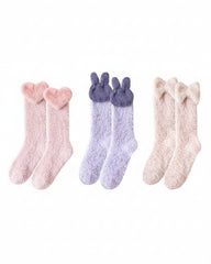 Sweetnana 3-Pack Cozy Knee High Socks – Women’s Super Soft, Fuzzy, and Thickened Warm Socks, Perfect for Winter Stockings and Sleep Lounge Wear