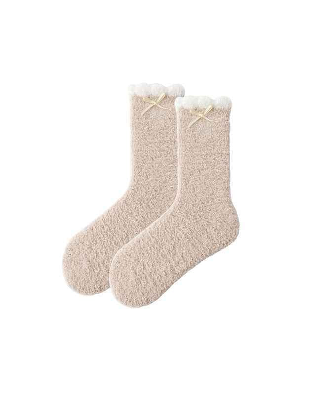 Sweetnana Cozy Crew Socks for Women, 4-Pack Super Soft Fuzzy and Thickened Socks, Ideal for Winter, Warm and Cute Socks for Daily Wear and Lounge