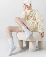4-Pack Women Crew Socks Cute Fuzzy Thick Soft Warm Cozy Socks