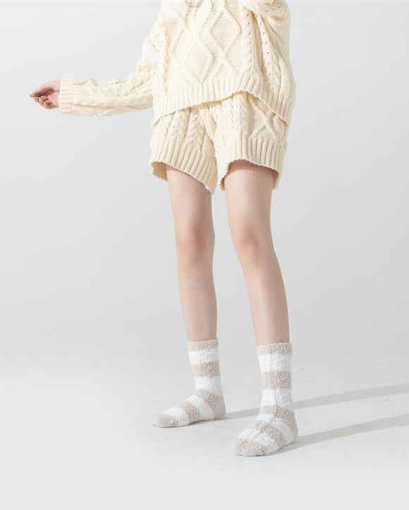 4-Pack Women Crew Socks Cute Fuzzy Thick Soft Warm Cozy Socks