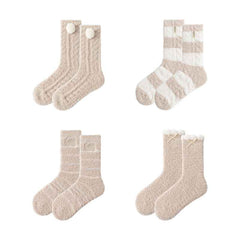 Sweetnana Cozy Women’s Crew Socks, 4-Pack of Thickened Super Soft and Cute Fuzzy Socks, Comfortable for Winter, Ideal for Daily Wear and Stockings