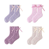Sweetnana Cozy Crew Socks for Women – Warm and Fuzzy Winter Stockings with Cute Bow Details, Perfect for Lounge Wear
