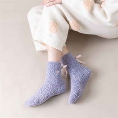 Sweetnana Cozy Crew Socks for Women – Warm and Fuzzy Winter Stockings with Cute Bow Details, Perfect for Lounge Wear