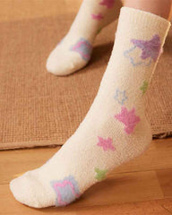 3-Pack Women Crew Socks Painted Series Cozy Thick Fuzzy Cute Socks