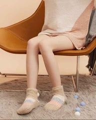 Sweetnana Women's Cozy Ankle Socks, Thickened Fuzzy Non-Slip Slipper Socks for Winter, Super Soft and Cute Lounge Wear Socks for Maximum Comfort