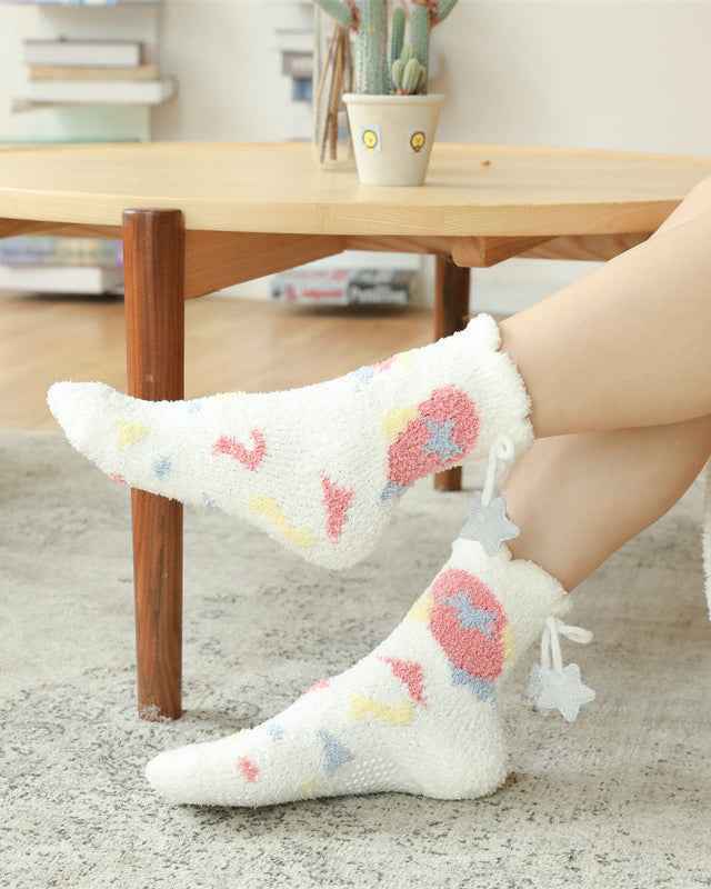 Sweetnana 3-Pack Cozy Crew Socks for Women – Super Soft Fuzzy Socks, Thickened and Non-Slip, Cute Universe Space Series for Winter Stockings and Lounge Wear