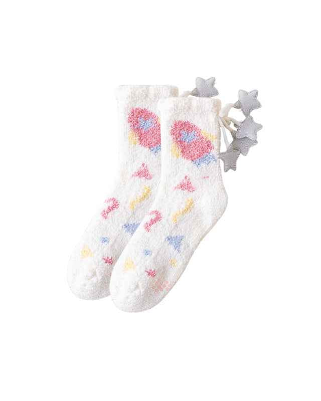 Sweetnana Cozy Crew Socks for Women – Fuzzy Super Soft Socks, Universe Space Series, Thickened and Non-Slip for Winter Stockings