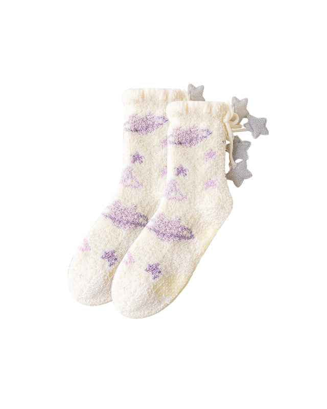 Sweetnana Cozy Crew Socks for Women – Fuzzy Super Soft Socks, Universe Space Series, Thickened and Non-Slip for Winter Stockings