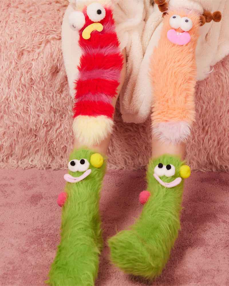 Sweetnana Cute & Cozy Fuzzy Crew Socks for Women & Men, Funny Guys Series, Thickened and Colorful Tube Socks, Perfect for Winter Stockings