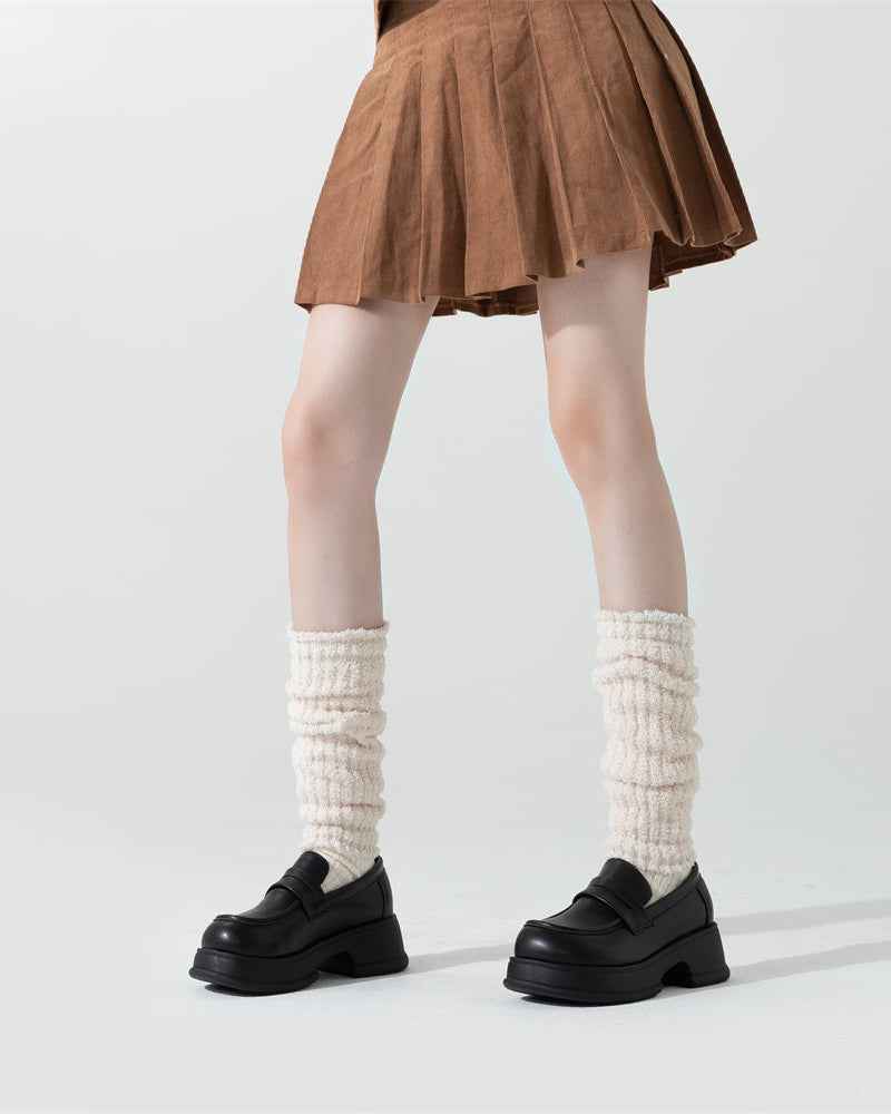 Sweetnana FW Plush Thermal Leg Warmers for Women, Thickened Coral Fleece Fabric, Cozy and Warm Retro Stack Socks, Perfect for Winter Comfort