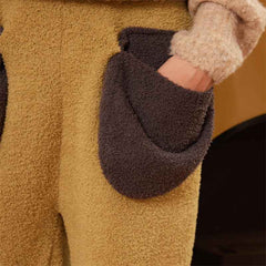 Sweetnana 2024 F/W solid color Japanese style home pants, Coral fleece fabric, thickened and warm, ankle banded pants, Comfortable fit and novel design, can be worn outside.