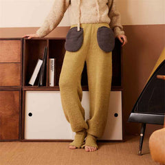 Sweetnana 2024 F/W solid color Japanese style home pants, Coral fleece fabric, thickened and warm, ankle banded pants, Comfortable fit and novel design, can be worn outside.