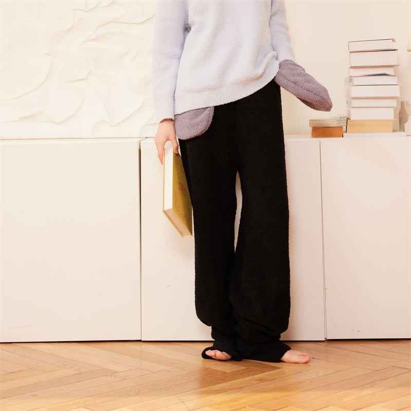 Sweetnana 2024 F/W solid color Japanese style home pants, Coral fleece fabric, thickened and warm, ankle banded pants, Comfortable fit and novel design, can be worn outside.