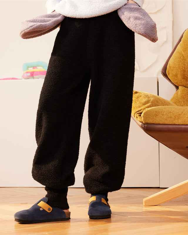 Sweetnana 2024 F/W solid color Japanese style home pants, Coral fleece fabric, thickened and warm, ankle banded pants, Comfortable fit and novel design, can be worn outside.