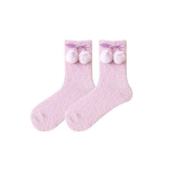 Sweetnana Cozy Crew Socks for Women – Fuzzy Super Soft Socks, Cute Pom-Pom Series, Thickened and Warm for Winter.