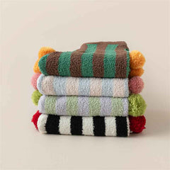 Sweetnana 2024 FW wide stripe series home pants, coral fleece fabric, thickened and warm, Nordic style nine-point pants, cute home pants, also can be worn outside.