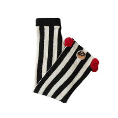 Sweetnana 2024 FW wide stripe series home pants, coral fleece fabric, thickened and warm, Nordic style nine-point pants, cute home pants, also can be worn outside.