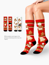 2켤레 크리스마스 진저브레드맨 커플 크루 양말 홀리데이 매칭 세트