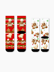 2足組 クリスマス ジンジャーブレッドマン カップル クルーソックス ホリデーお揃いセット
