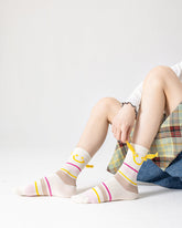 3組合 Keep Smiling 女士棉質中筒襪子 可愛休閒