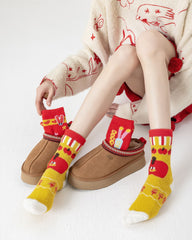 3-Pack New Year Year of Horse Red Socks Combed Cotton Cozy Crew