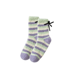 3-팩 여성 크루 양말 귀엽고 다채로운 보송보송하고 두껍고 따뜻하며 부드럽고 포근한 양말