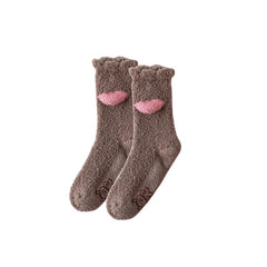 3パック レディース クルー ソックス ふわふわ もこもこ プラッシュ 厚手 暖かい 柔らかい 快適な ソックス