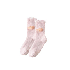 3パック レディース クルー ソックス ふわふわ カラフル 厚手 暖かい 柔らかい 滑り止め ソックス