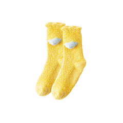 3パック レディース クルー ソックス かわいい ふわふわ 厚手 柔らかい プラッシュ 滑り止め ソックス