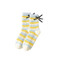 3パック レディース クルー ソックス かわいい ふわふわ 厚手 柔らかい プラッシュ 滑り止め ソックス