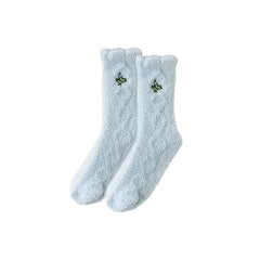 3パック レディース クルー ソックス かわいい ふわふわ 厚手 柔らかい プラッシュ 滑り止め ソックス