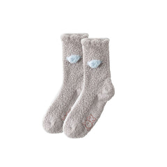 3-팩 여성 크루 양말 보송보송하고 두껍고 따뜻하며 부드럽고 미끄럼 방지 기능이 있는 포근한 양말