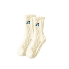 3-팩 여성 크루 양말 보송보송하고 두껍고 따뜻하며 부드럽고 미끄럼 방지 기능이 있는 포근한 양말