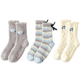 3-팩 여성 크루 양말 보송보송하고 두껍고 따뜻하며 부드럽고 미끄럼 방지 기능이 있는 포근한 양말
