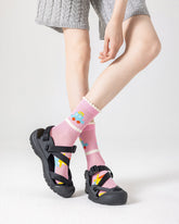 3組合紅綠燈系列女款純棉襪子透氣中筒襪子