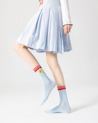 3-Pack Women Cotton Crew Socks Flower Cones Kawaii Cute Casual