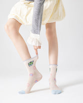 3組合女款棉質中筒襪子月亮太空人可愛休閒