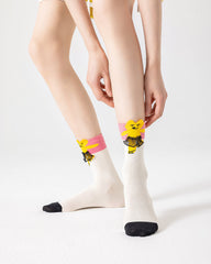 3-팩 여성용 면 크루 양말 최고급 귀여운 캐주얼