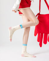 3組合女款棉質中筒襪子野玫瑰可愛休閒