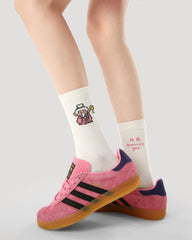 3-Pack Women Crew Socks Cotton Cartoon Characters Seamless Socks