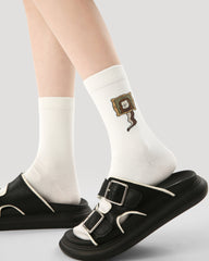 3-Pack Women Crew Socks Cotton Cute Snakelet Pattern Casual Socks