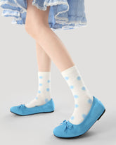 3-팩 여성 크루 양말 파스텔 바이브 블루 스타 시리즈 면 러플 양말