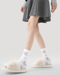 3 Pack Womens Crew Socks Cat Butterfly Dream Cute Fuzzy