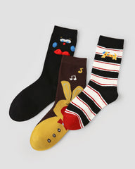 3 Pack Womens Crew Socks Circus Adventure Cute Animal Pattern