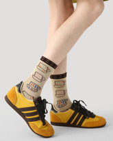 3 Pack Womens Crew Socks Coffee Time Cute Cup Clock Pattern