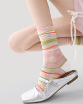 3 Pack Womens Crew Socks Colorful Stripe Floral Pattern Everyday