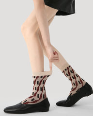 3 Pack Womens Crew Socks Matrix of Dance Geometric Pattern