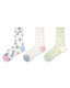 3 Pack Womens Crew Socks Pastel Floral Dot Stripe Pattern Everyday