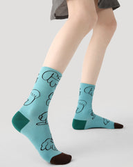 3 Pack Womens Crew Socks Rainbow Animals Cute Cartoon Pattern